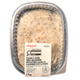 Family-size roasted garlic mashed potatoes made with red-skinned potatoes in a ready-to-heat container.